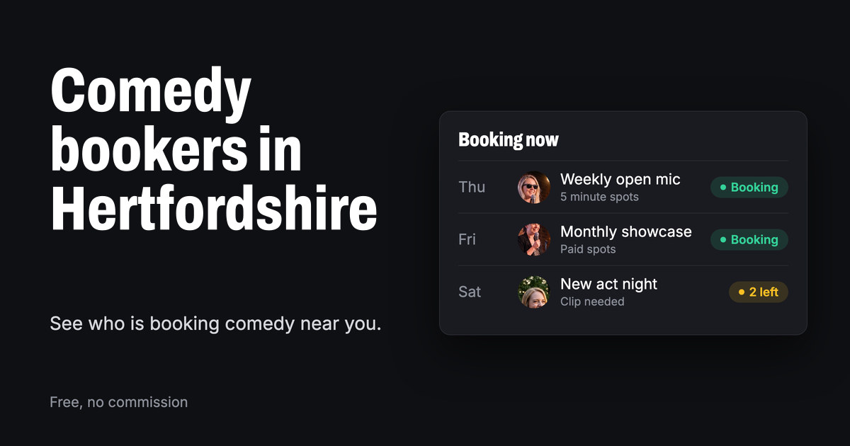 Bookers near Hertfordshire | Open Comedy