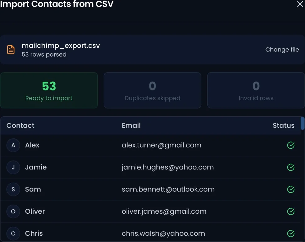 Import contacts from CSV