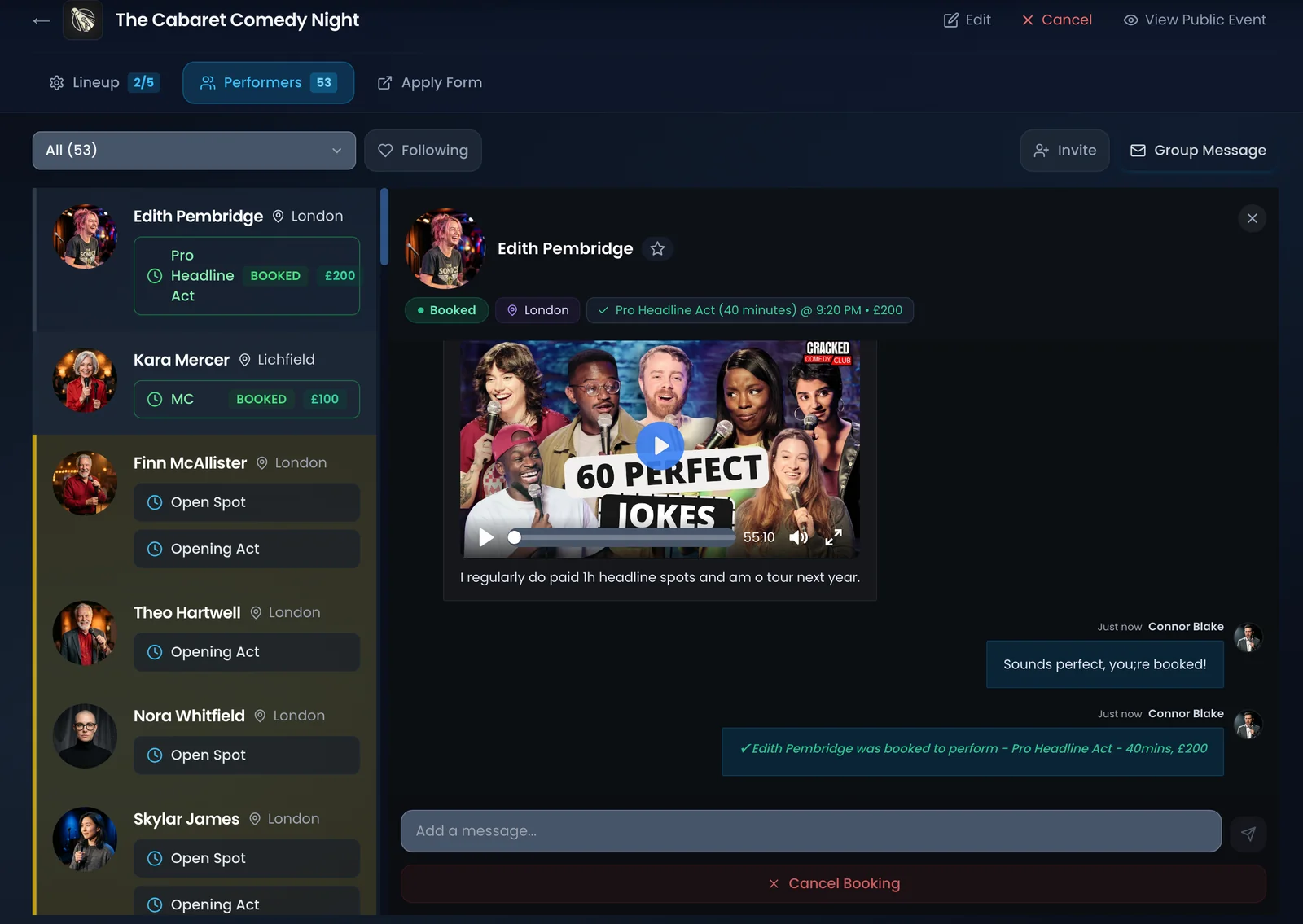 Application review with video clips